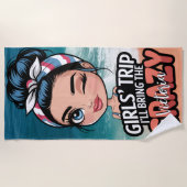 Messy Bun Girls' Trip bringe ich die verrückte Cus Strandtuch (Vorderseite)