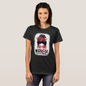 Messy Bun Glasses Red Ribbon Blood Clot Krieger T-Shirt (Vorne ganz)