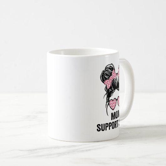 Messy Bun Gles Mama Support Squad Breast Cancer Aw Kaffeetasse (VorderseiteRechts)