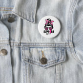 Messy Bun Gles Pink Unterstützung Squad Breast Can Button (Beispiel)