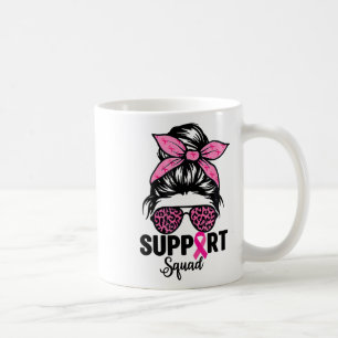 Messy Bun Gles Pink Unterstützung Squad Breast Can Kaffeetasse