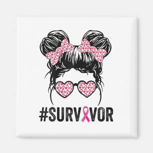 Messy Bun Gles Wear Pink Survivor Breast Cancer Aw Magnet