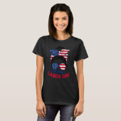 Messy Bun Hair American Flag Happy Labor Day Patri T-Shirt (Vorne ganz)
