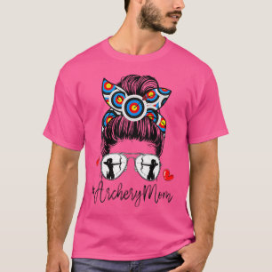 Messy Bun Hair Archery Mama Leopard Archer Mama Mo T-Shirt