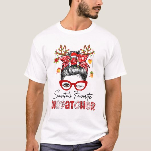 Messy Bun Hair-Cool Header Phone-Santa's Favorite T-Shirt (Vorderseite)