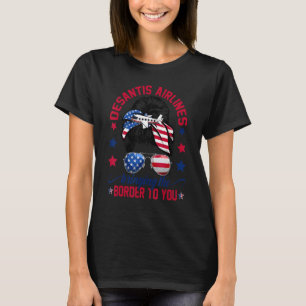 Messy Bun Hair DeSantis Airlines bringt Bord T-Shirt