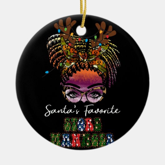 Messy Bun Hair Frauen Weihnachten Santas Favorite  Keramik Ornament (Vorne)