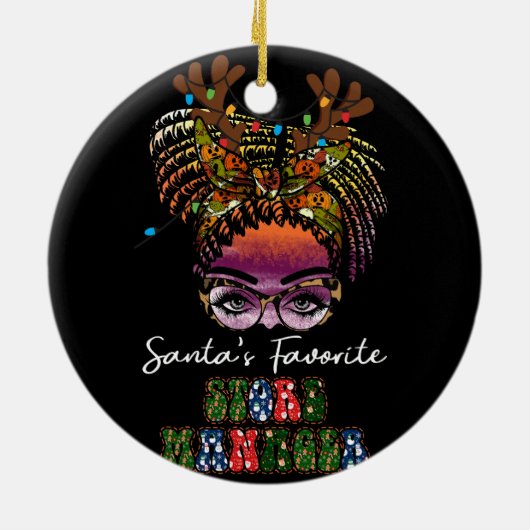Messy Bun Hair Frauen Weihnachten Santas Favorite  Keramik Ornament (Hinten)