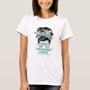 Messy Bun Hair geimpfter Krieger Ovarialkrebs  T-Shirt