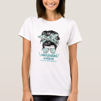 Messy Bun Hair geimpfter Krieger Ovarialkrebs T-Shirt
