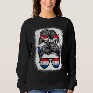 Messy Bun Hair Niederlande Flag Brille Dutch Girl Sweatshirt