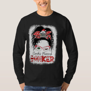 Messy Bun Hair Weihnachtsbaum Santa S Lieblingsban T-Shirt