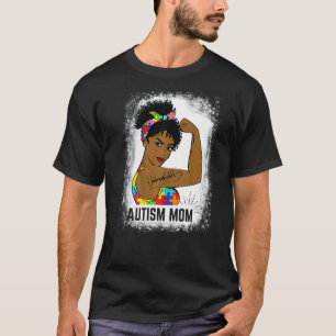 Messy Bun Hair Women Unzerbrechliche Autismus Mama T-Shirt