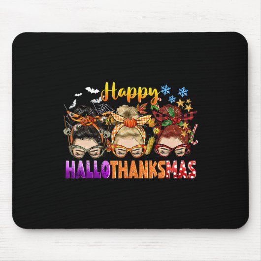 Messy Bun Halloween zu Weihnachten Frauen glücklic Mousepad (Vorne)