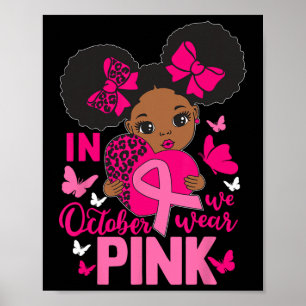 Messy Bun im Oktober tragen wir rosa Brustkrebs Bl Poster