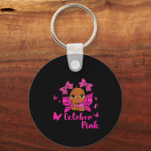 Messy Bun In October We Wear Nk Breast Cancer Blac Schlüsselanhänger (Vorderseite)