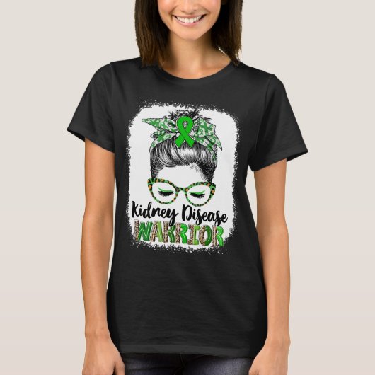 Messy Bun Kidney Disease Warrior T-Shirt (Vorderseite)