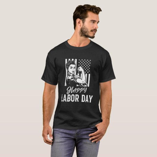 Messy Bun Labor Day USA Flag T-Shirt (Vorne ganz)