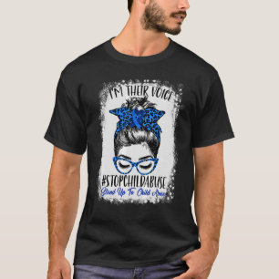 Messy Bun Leopard Blue Stopp Child Missing Prevent T-Shirt