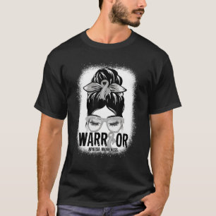 Messy Bun Leopard Gray Ribbon Aphasia Warrior T-Shirt