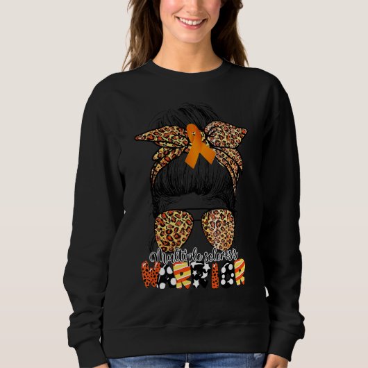 Messy Bun Leopard Multiple Sklerose Mama Sweatshirt (Vorderseite)