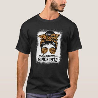 Messy Bun Leoprad Phantastisch seit 1972 50 Jahre T-Shirt
