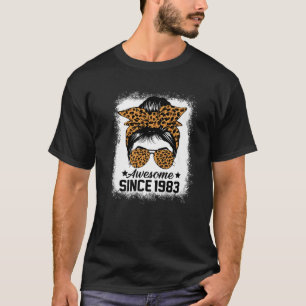 Messy Bun Leoprad Phantastisch seit 1983 39 Jahre T-Shirt
