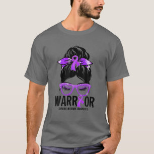 Messy Bun Lila Ribbon Chronic Migraine Warrior G T-Shirt