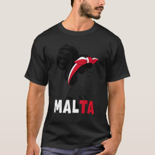 Messy Bun Malta Flag Maltese für Mädchen Frauen T-Shirt