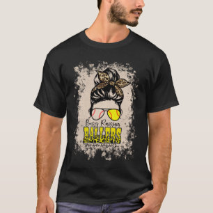 Messy Bun Mama beider Baseball Softball beschäftig T-Shirt