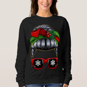 Messy Bun Mama Christmas Pajama Niedlich X-Mas Wre Sweatshirt
