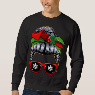 Messy Bun Mama Christmas Pajama Niedlich X-Mas Wre Sweatshirt