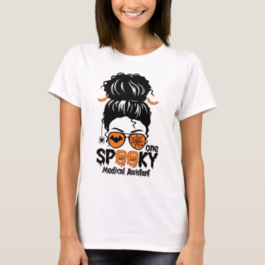 Messy bun Medical Assistant Halloween Pumpkin T-Shirt (Vorderseite)
