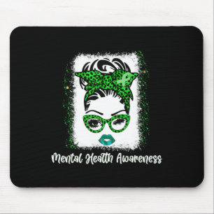 Messy Bun Mental Health Awareness Ribbon Monat Mai Mousepad