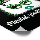 Messy bun Mental Health Awareness Ribbon Monat Mai Poster (Ecke)