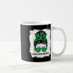 Messy Bun Mental Health S Awareness Green Ribbon _ Kaffeetasse