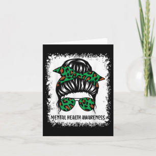 Messy Bun Mental Health S Awareness Green Ribbon _ Karte