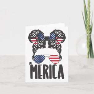 Messy Bun Merica Sungles Frauen Mädchen USA-Flagge Karte