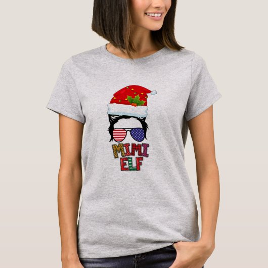 Messy Bun Mimi Elf Matching Family Group T-Shirt (Vorderseite)
