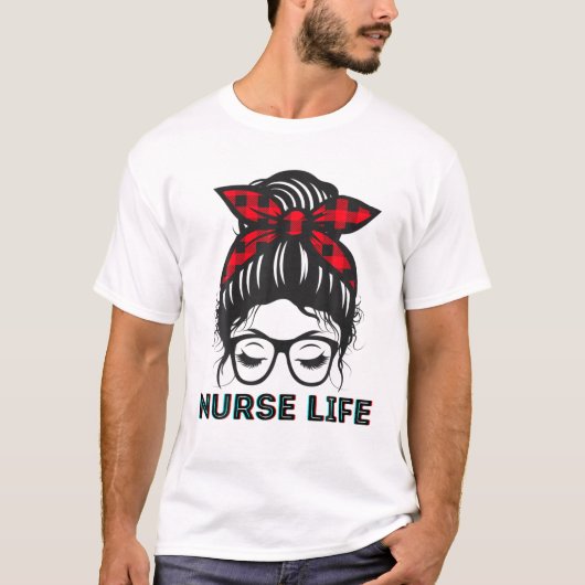 Messy Bun Nurse Life Facemask Erledigung T-Shirt (Vorderseite)