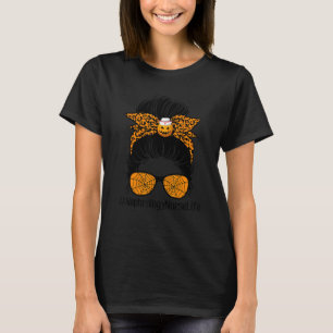 Messy Bun Nurse Life Halloween Nephrologie Nurse L T-Shirt