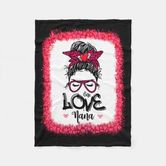 Messy Bun One Loved Nana Mother Mommy Women Valent Fleecedecke (Vorderseite)