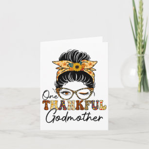 Messy Bun One Thankful Godmutter Fall Herbst Danke Karte