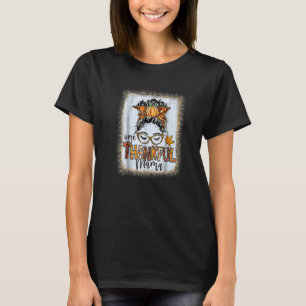 Messy Bun One Thankful Mama Herbst Thanksgivi T-Shirt