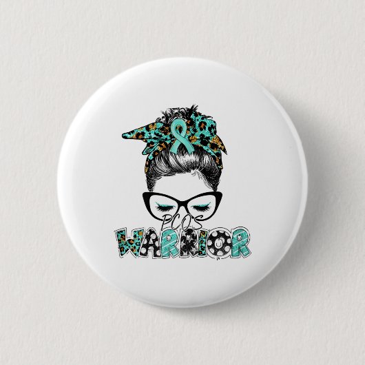 Messy Bun Pcos Polyzystisches Ovarialsyndrom Aware Button (Vorderseite)