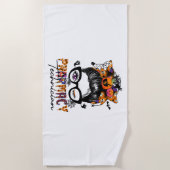 Messy Bun Pharmacy Techniker Halloween-Party Strandtuch (Vorderseite)