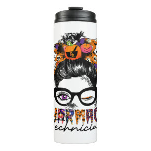 Messy Bun Pharmacy Techniker Halloween-Party Thermosbecher