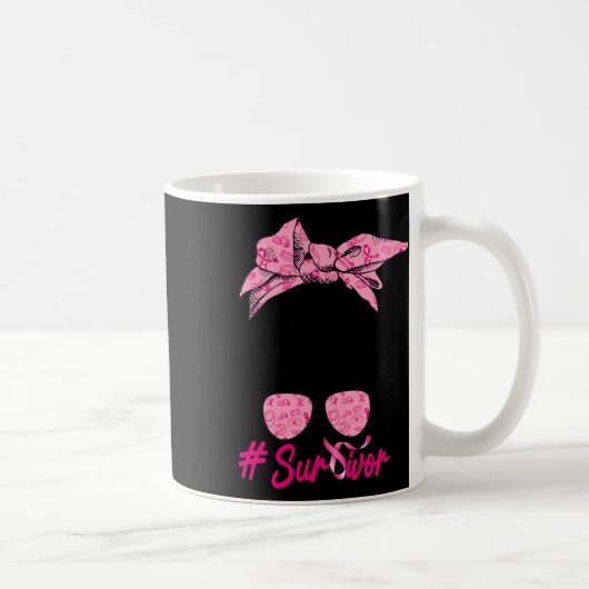 Messy Bun Pink Brustkrebs Bewusstsein Kaffeetasse (Rechts)