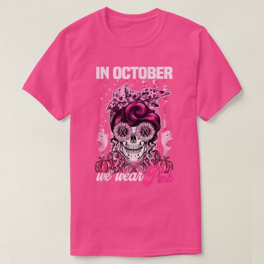 Messy Bun Pink Leopard im Oktober tragen wir Pink  T-Shirt (Design vorne)