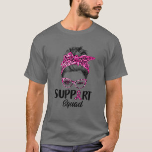 Messy Bun Pink Leopard Unterstützung Squad Brustkr T-Shirt